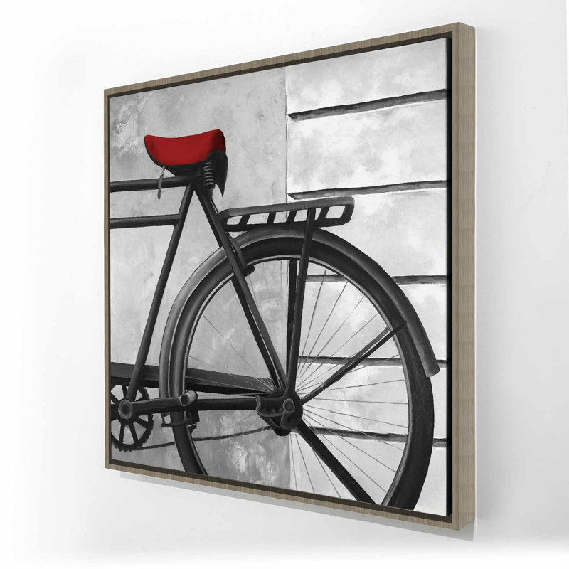 Toile encadrée à l'arrière avec bicyclette | Décoration de chambre blanche