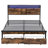 Queen Size Metal Platform Bed Frame With Wooden Headboard And , Charging Pattern, 2 Drawers For Storage, Led Lights, No Box Spring Required, Simple Assembly Merger. : Bed, Headboard, Merger Frame,-2087136375