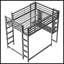 Lit mezzanine double en métal avec bureau et rangement, sécuritaire et peu encombrant pour les garçons, les filles et les adolescents en noir