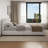 Boucle Upholstered Bed Frame With Tall Curved Headboard And Under-Bed Storage Drawers-608817922-612080620