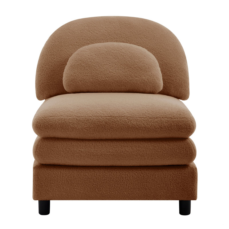 Chaise d'appoint, fauteuil sans accoudoirs avec coussin, Chameau