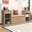 Banc de rangement pour hall d'entrée avec siège rembourré, compartiments rabattables, 2 tiroirs et tablettes latérales réglables-928883345