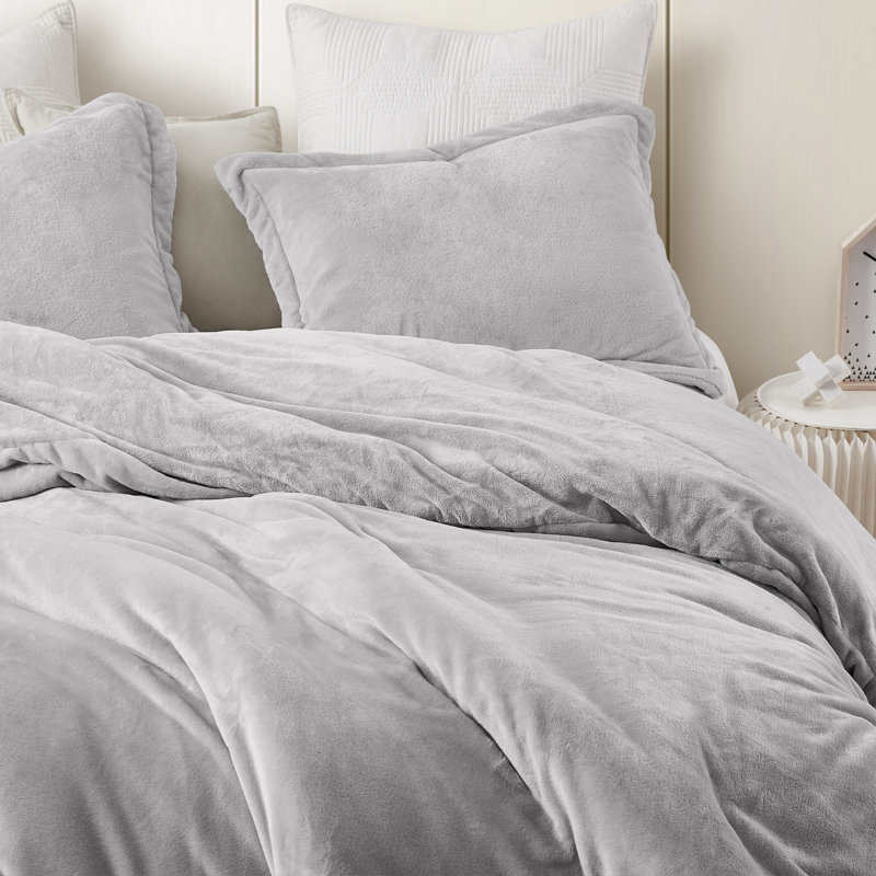 Wait Oh What Coma Inducer Microvelvet Oversized Comforter Set, Twin XL Comforter + 1 Shams, Gray