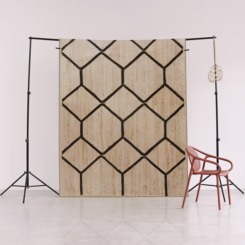 Tapis décoratif à motif géométrique beige, Tapis de couloir 3 pi 3 po x 9 pi 10 po