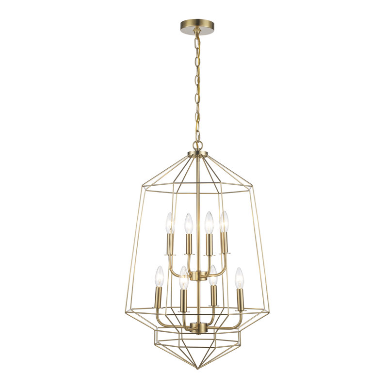 Guillaine 8 - Light Dimmable Geometric Chandelier, Antique Gold