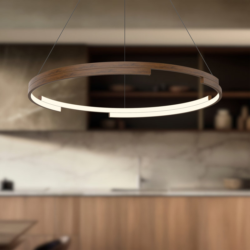 Anello Minor 1 - Light LED Unique/Statement Pendant, Walnut, 123.38" H x 32" W x 32" D