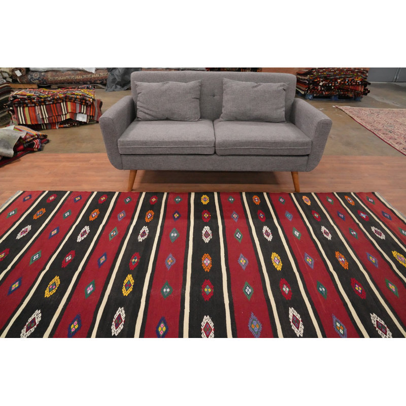 Tapis rayé en laine 6 x 10
