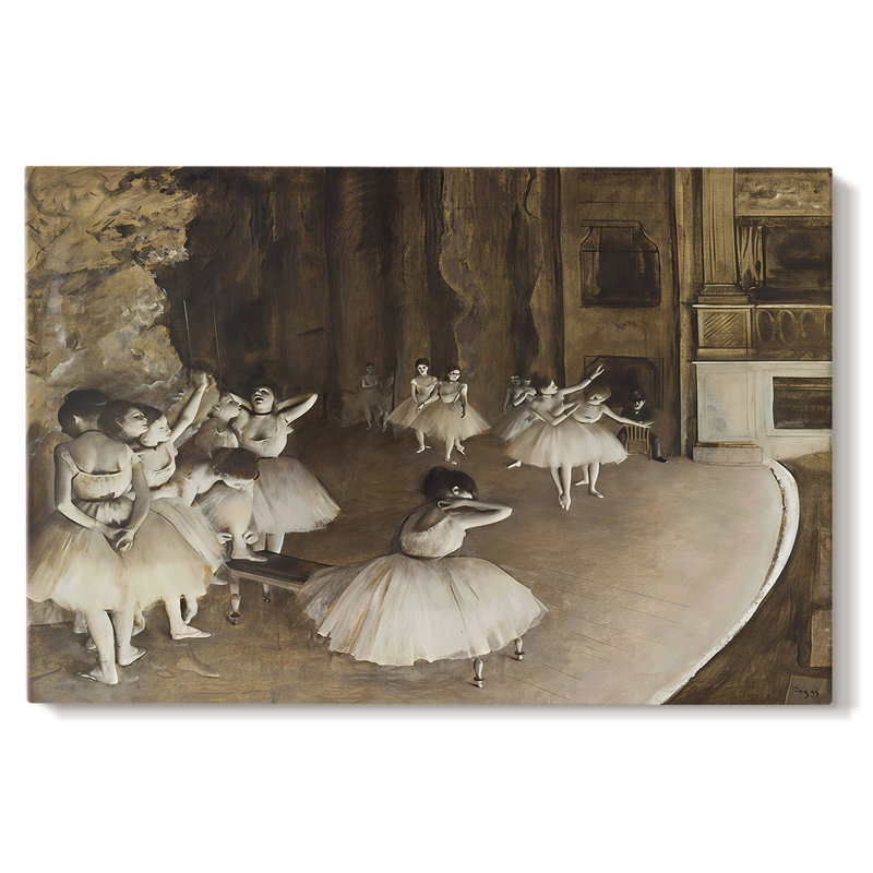 La répétition du ballet sur scène-Edgar Degas-Toile tendue avec châssis-1874, 32 x 48