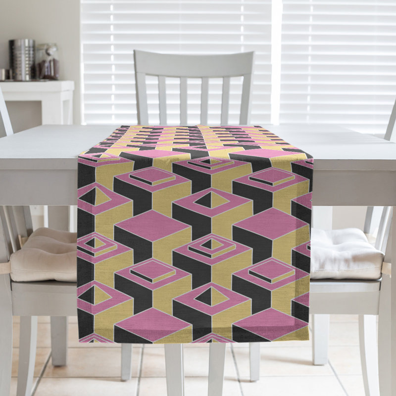 Chemin de table Classic Skyscrapers, 16 po x 90 po, Rose/jaune
