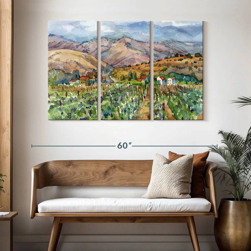 Paysage avec vignoble Alvord, H 32 po x l 50 po