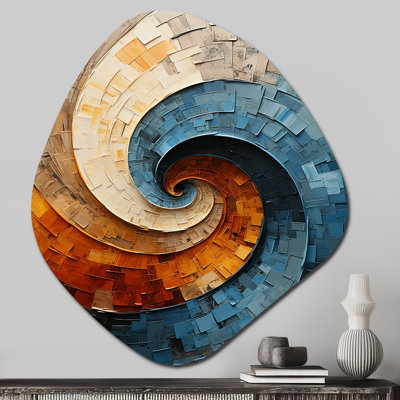 Landis Collage Spiral - spirales abstraites, impression de forme unique sur métal, décoration murale moderne en forme libre