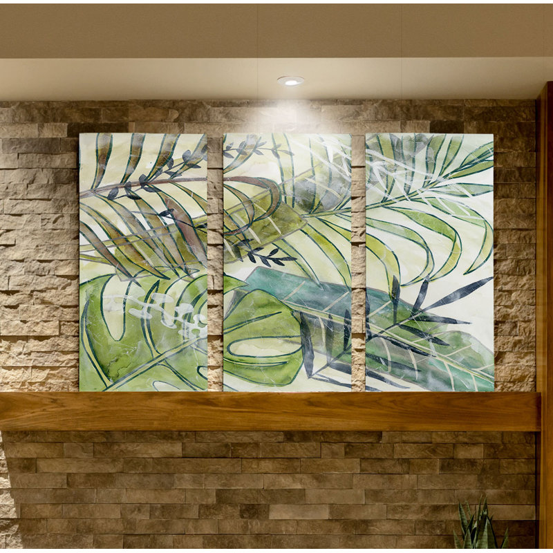 « palms », reproduction d’art à multiples couches de qualité supérieure sur toile, H 40 po x l 60 po x P 1,5 po
