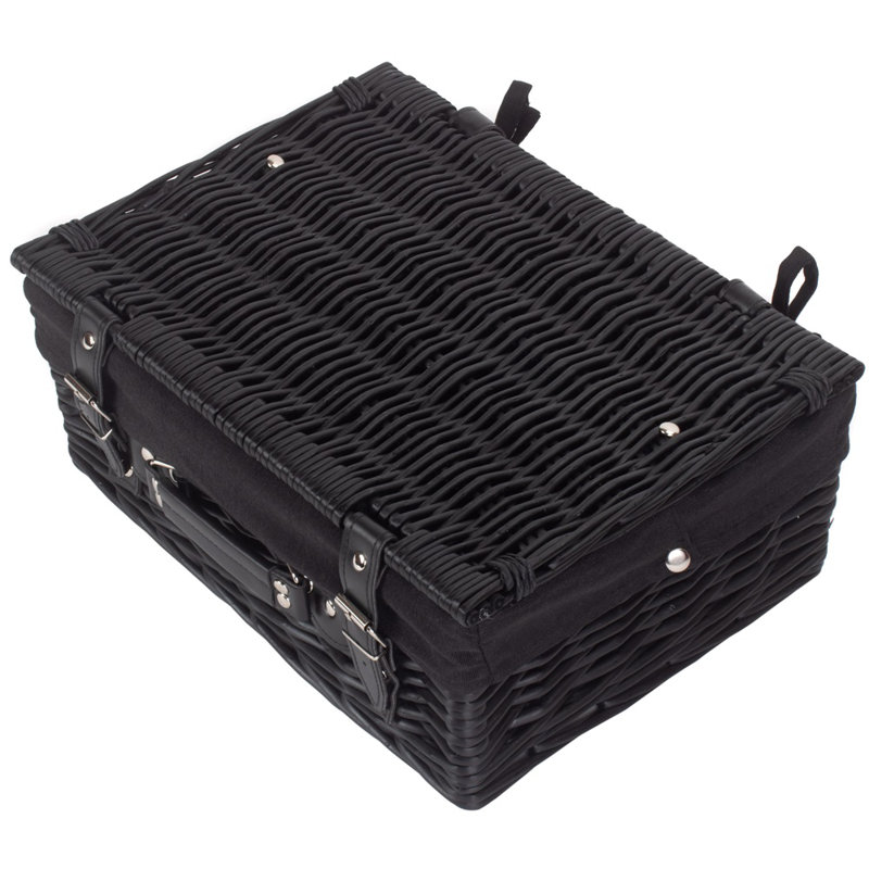 Picnic Basket, Black, 15cm H x 36cm W x 26cm D