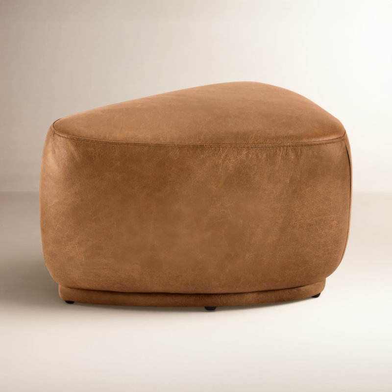 Repose-pieds triangulaire en cuir véritable Adna, Cuir véritable brun de Marseille