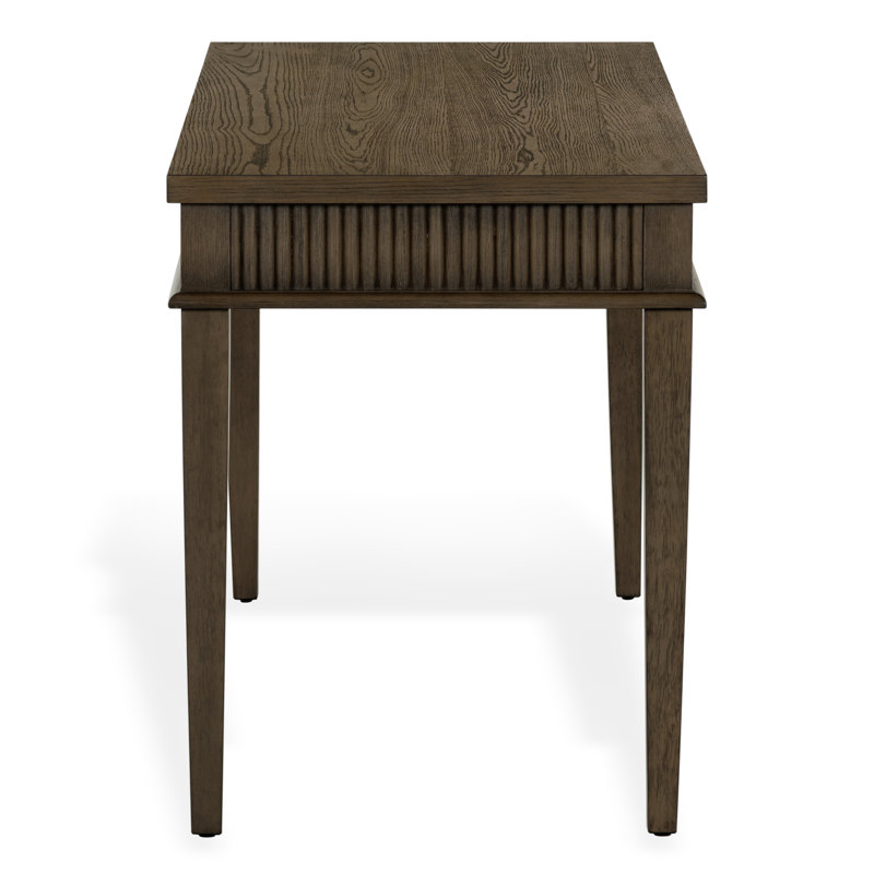 Shelbie 1 Drawer Reeded Desk, Dark Brown Oak