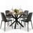 4 - Person Dining Table Sets With Glass Round Table & 4 Upholstered Chenille Chairs-1681749911