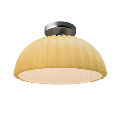 Radiance - Pleated Dome Semi-Flush - Muted Yellow - Brushed Nickel - Dedicated LED