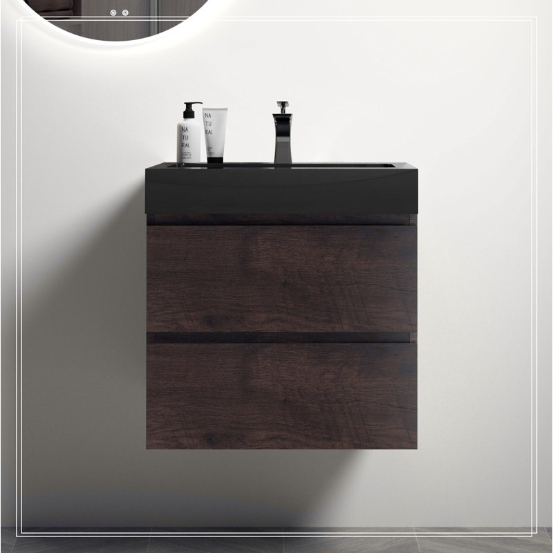 Meuble-lavabo de salle de bain avec lavabo, grand meuble-lavabo flottant mural