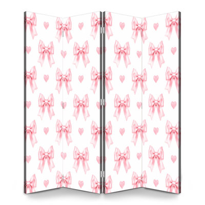 Cloison pliante 4 panneaux à cloison rose et rose
