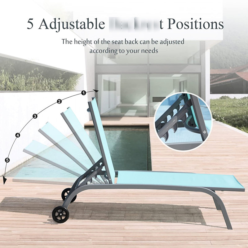 Méridiennes de jardin - Confortable, élégant, bleu turquoise, confortable, à 5 positions, réglable, protégé