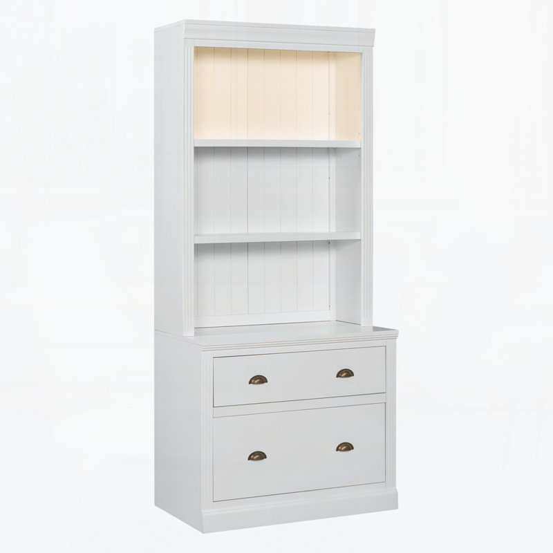 Bibliothèque de 83,4 po de hauteur avec éclairage DEL, bibliothèque moderne avec 2 tiroirs et 3 tablettes ouvertes, bibliothèque de rangement pour le salon, le bureau personnel