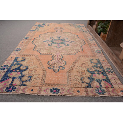 Orange Cool Rugs, Vintage Rugs, Neutral Rug, Modern Rugs, Turkish Rug, 4.1x7.5 ft Area Rug