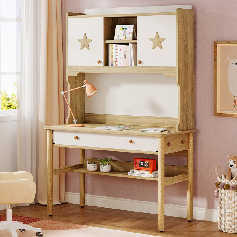 Bureau d'étude avec tiroirs et huche, table d'étude en bois
