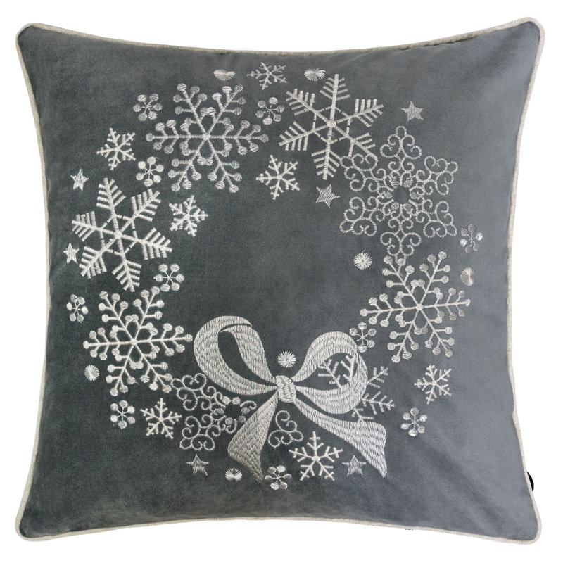 Holiday Reef Embroidered Velvet Throw Pillow