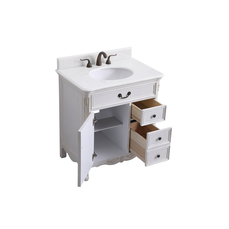 Ensemble de meuble-lavabo simple 32 po Angelique, Blanc, Blanc pur