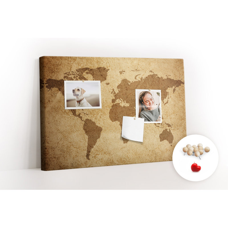 Wall Mounted cork board with print home decor message pin boards decorative bulletin board ideas Old-style map