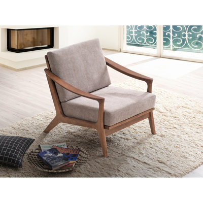 Chaise d'appoint avec revêtement en tissu brun - Coussin amovible, structure en bois, profondeur de siège de 21 po, hauteur du produit de 32 po, fabrication complète en mousse rembourrée avec limite de poids de 220 lb, capacité en bois, largeur de 31 po,