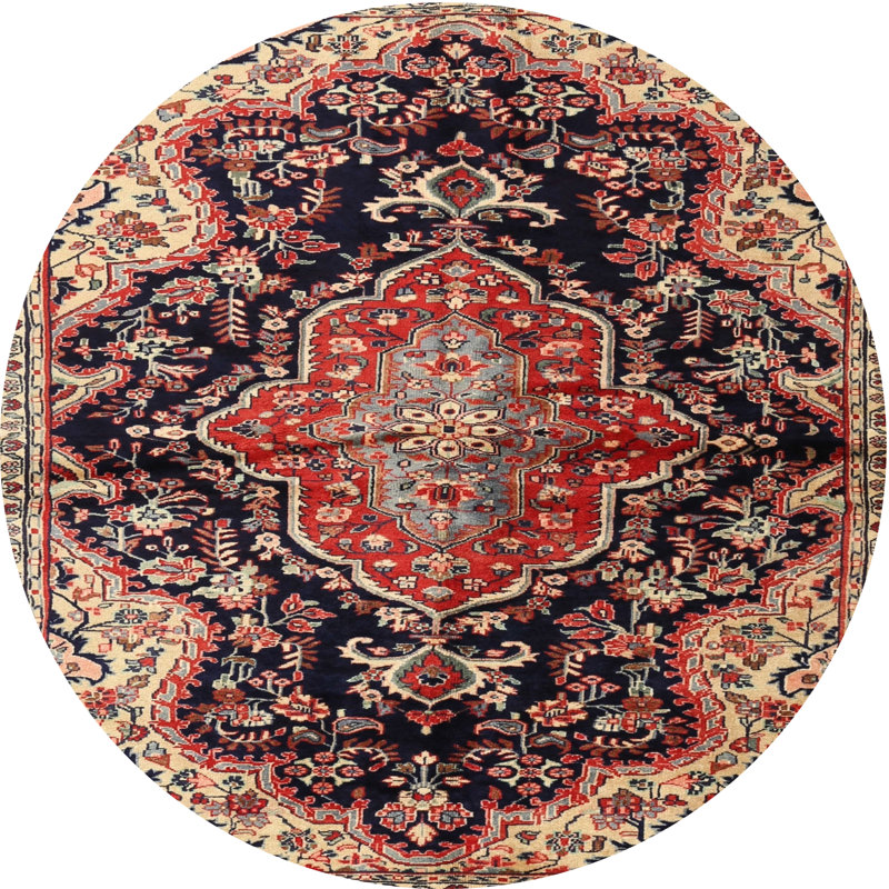 Tapis 100% traditionnel lavable à la machine 2547, Rond 8 pi