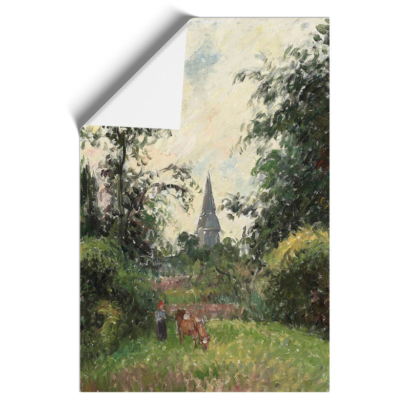 Steeple Of Bazincourt by Camille Pissarro - No Frame Painting, 42cm H x 30cm W x 0.1cm D