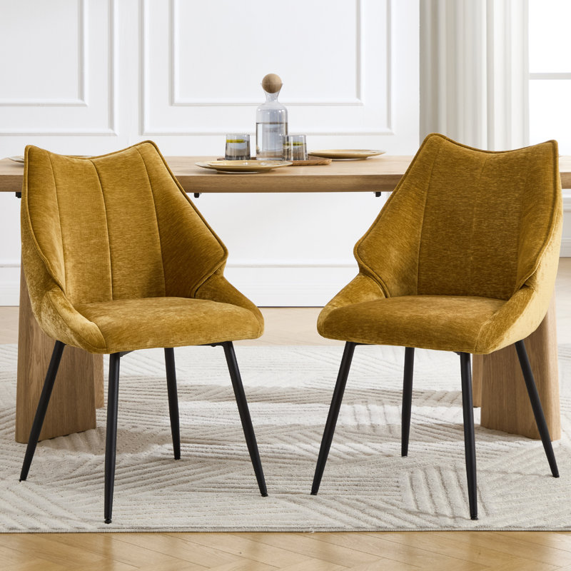 47.5cm H Upholstered Upholstered Back Accent, Yellow, Yellow