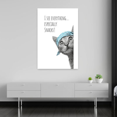 «Mischievous Blue Bandana Cat», reproduction d'art mural contemporain