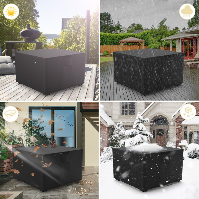 Black Waterproof Polyester Square Fire Pit Cover, 36" x 36" x 20"