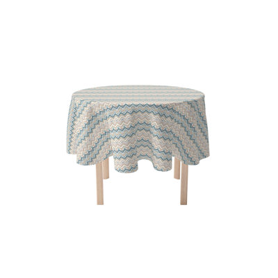 Round Chevron Cotton Twill Tablecloth