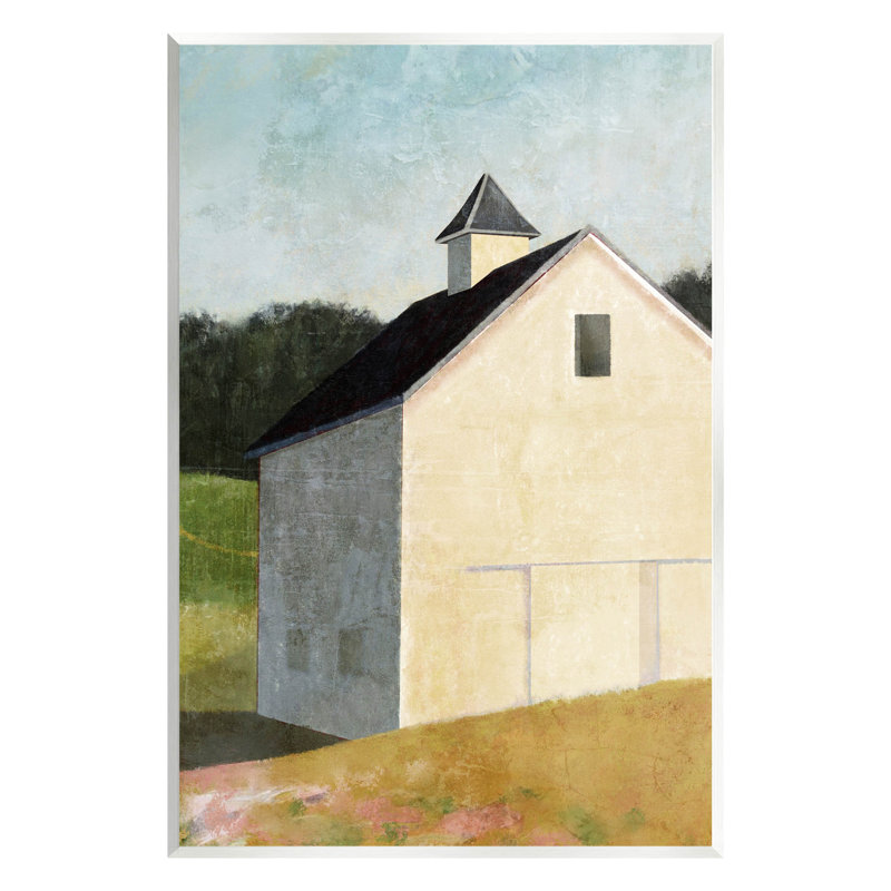 Paysage de campagne, grange, art mural, par Suzanne Nicoll, H 15 po x l 10 po x P 0,5 po
