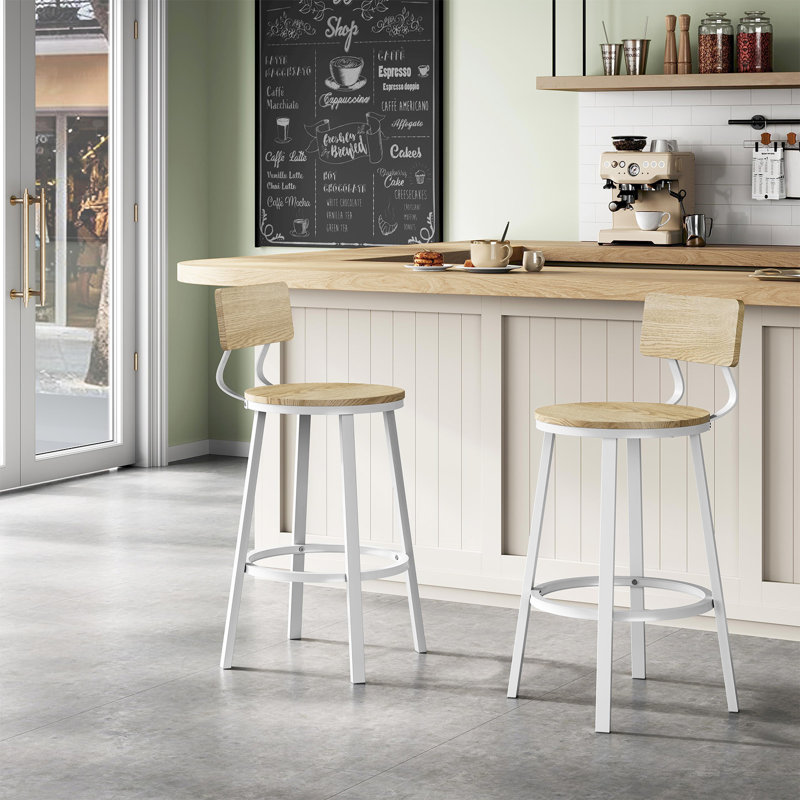 Annik Counter Stool with Metal Frame, Oak/White