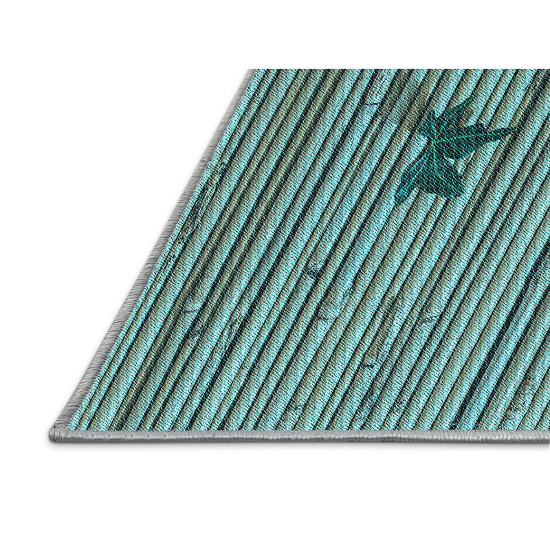 Tapis bleu tissé à la machine, Rectangle de 5 pi x 8 pi