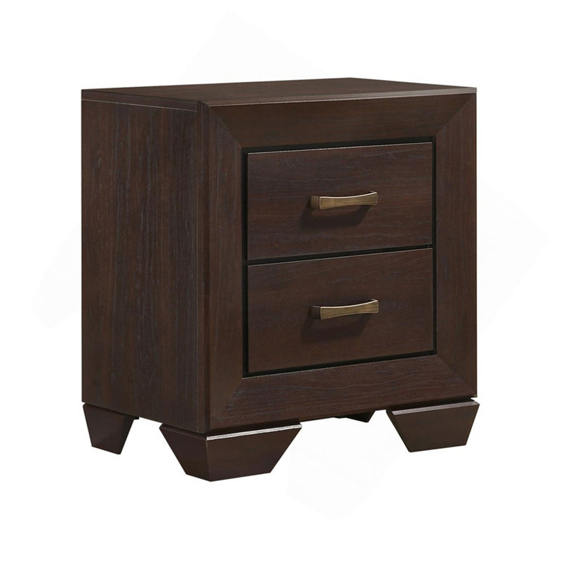 Table de chevet en MDF avec 2 tiroirs au fini cacao foncé