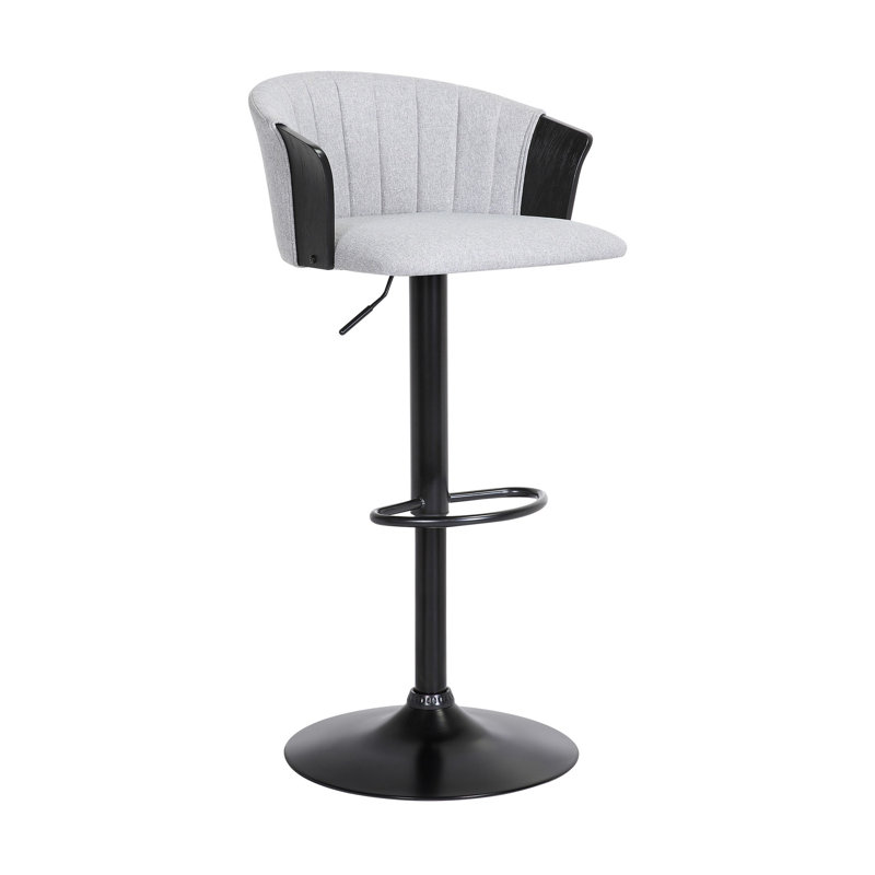 Jerahmy Modern Adjustable Swivel Metal Bar Stool, Light Gray/Black