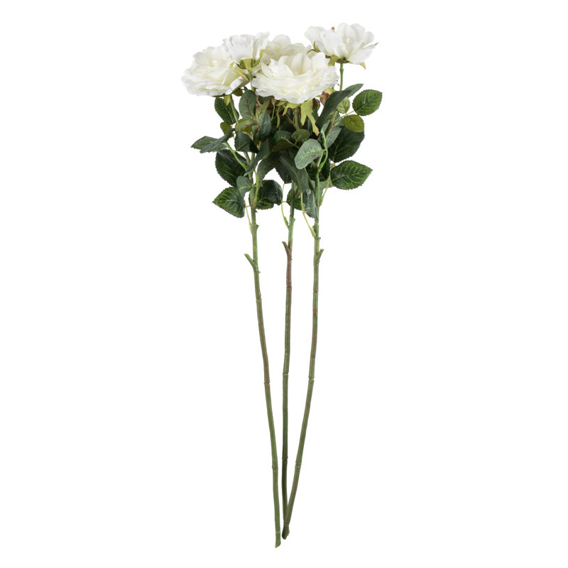 Elegant White Polyester Rose Stem 27" Arrangement - Set of 3
