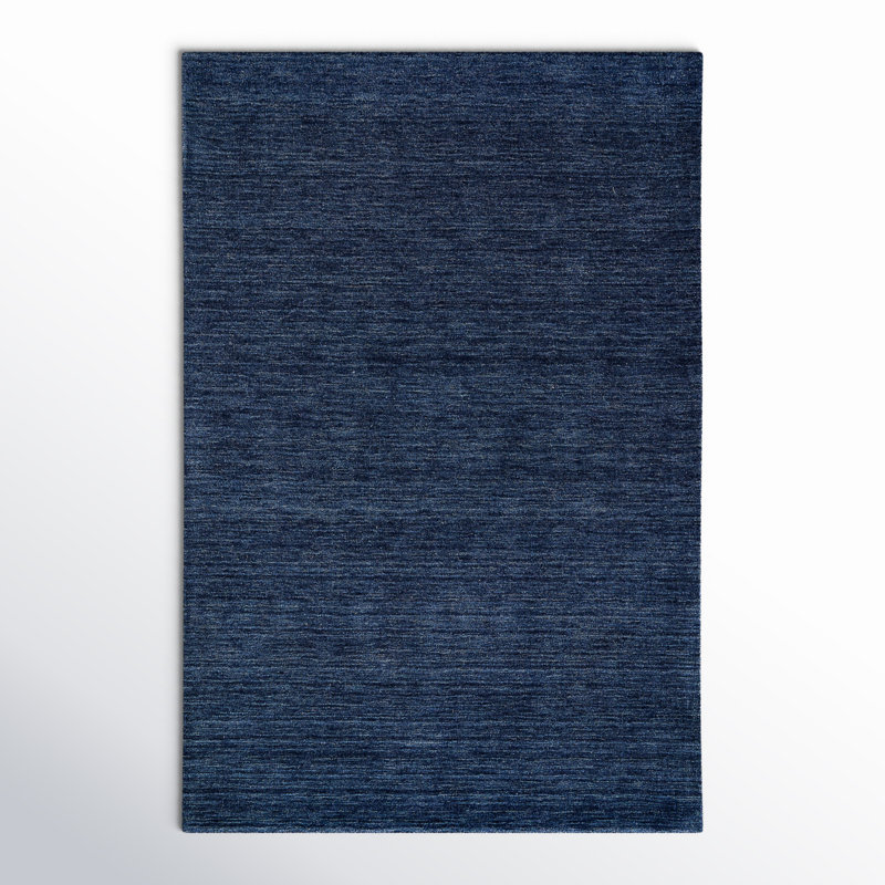 Tapis en laine tissé à la main Kaden, Rectangulaire 2 pi x 3 pi, Bleu