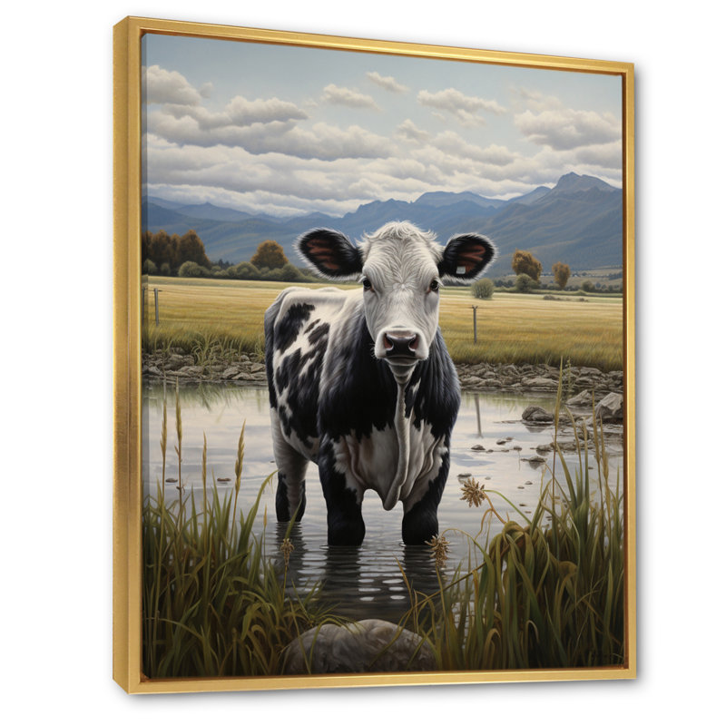 Ashkum Cow Solitude II, reproduction d'art sur toile, H 40 po x l 30 po x P 1,5 po, Cadre flottant doré