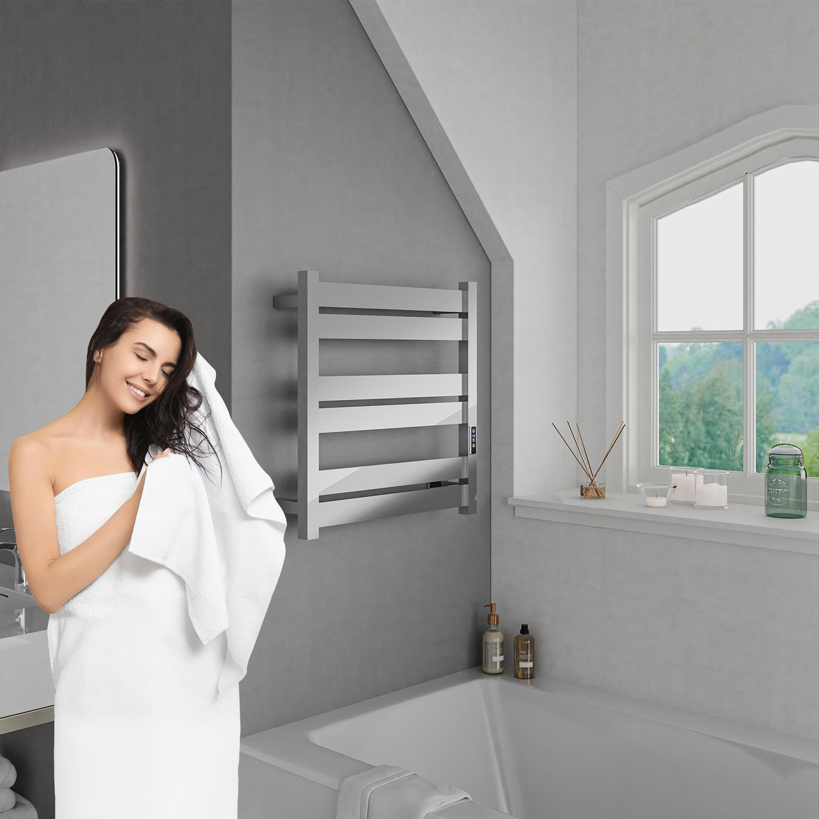 Starling Wall Mount Electric Towel Warmer, Polished Chrome