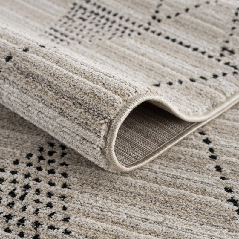 Boff Geometric Beige/Gray Area Rug, Rectangle 3'11" x 5'7"