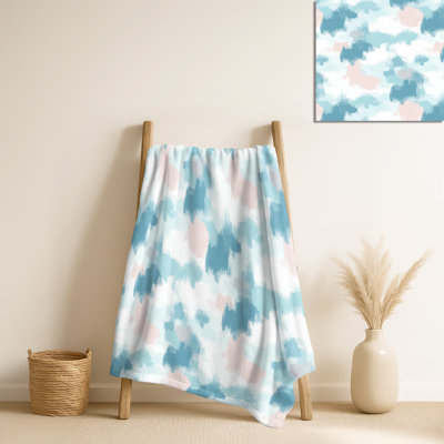 Ikat rose et bleu - couverture moelleuse Boho, jeté en molleton douillet