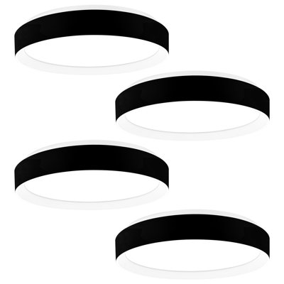  15 po Luminaire décoratif à fixation en surface DEL, 5CCT, 28 W, 2 000 lumens, CRI90, à intensité variable, montage encastré, ETL, calibre humide, noir / blanc, paquet de 4