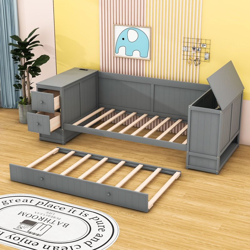 Azora Twin Daybed with Trundle, Gray